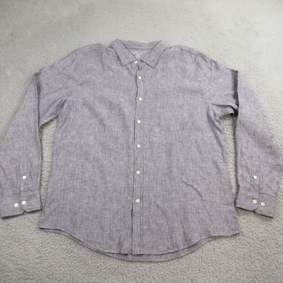 Bloomingdales Mens 100% Linen Button Down Shirt size XL Long Sleeve‎ Blue - Picture 1 of 7